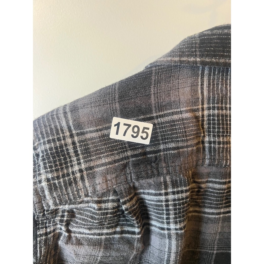 George Mens Button Down Shirt Plaid Black Grey Size Medium - Picture 7 of 7